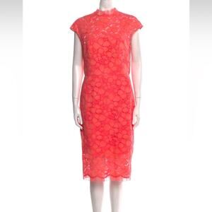 Lela Rose Lace Pattern Midi Length Dress